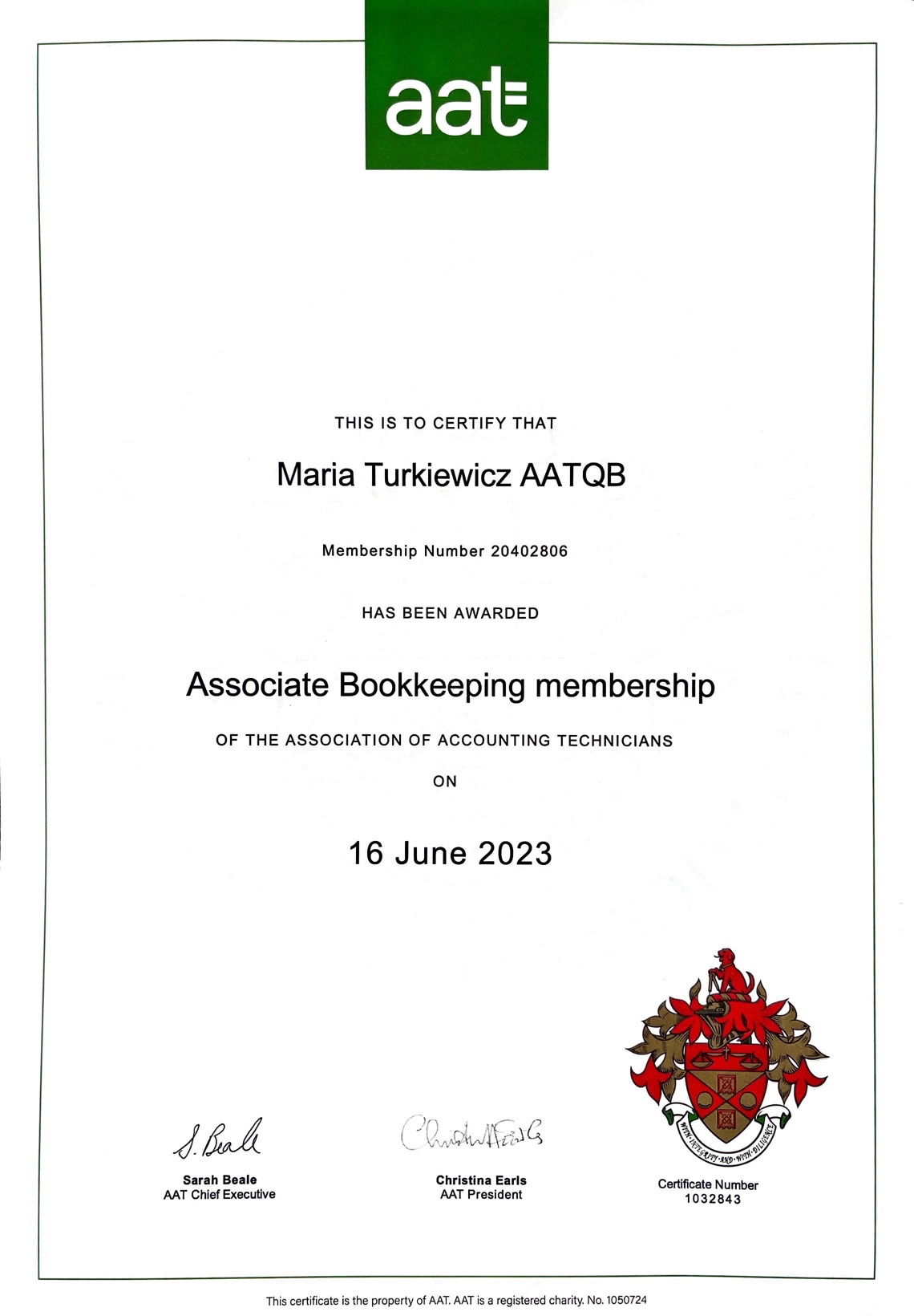 AATQB Certificate